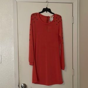 Salmon pink dress with bronze stones